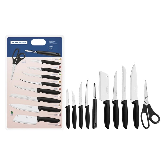 Conjunto de Facas 10 Peças Aço Inox Tramontina Plenus - Preto Conjunto de Facas 10 Peças Aço Inox Tramontina Plenus - Preto